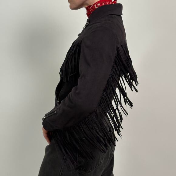 Black Faux Suede Fridge Jacket - Topshop Size 4 - Picture 6 of 8